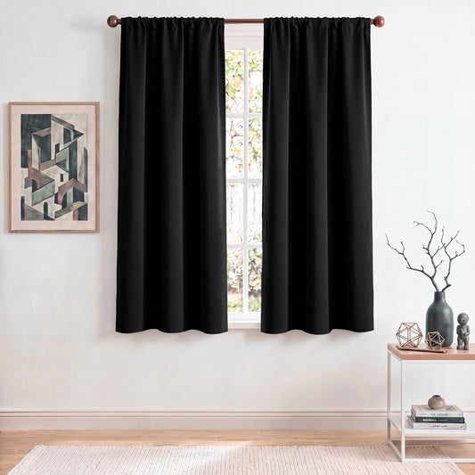 TOPICK Blackout Curtains for Bedroom Thermal Insulated Drapes for Living Room Home Office Rod Pocket Curtains Set of 2 Panels Each
