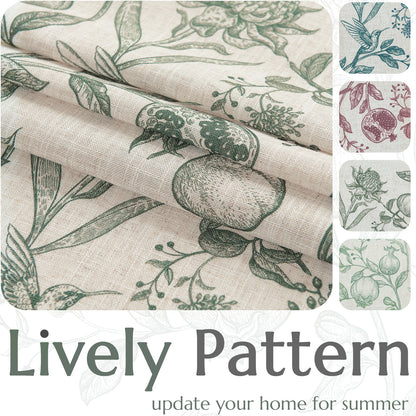 CURTAINKING Linen Curtains Floral Curtains for Living Room French Curtains Back Tab Light Filtering Toile Print Farmhouse Bedroom Curtains Window Curtain Set 2 Panels