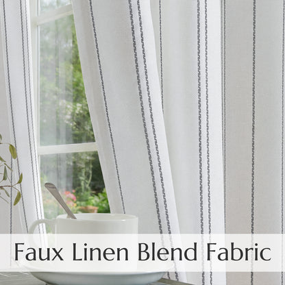 TOPICK White Curtains Striped Curtains for Living Room Bedroom Modern Pinstriped Light Filtering Back Tab Rod Pocket 2 Panels