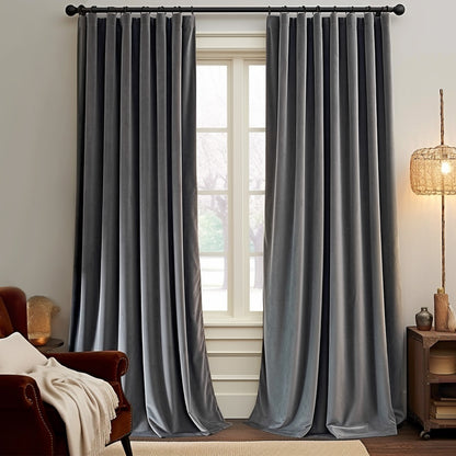 Curtainking Velvet Blackout Curtains Christmas Curtains Thermal Insulated Soft Drapes for Bedroom Living Room Rod Pocket Window Curtains 2 Panels