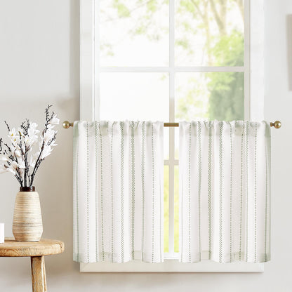 Curtainking Cafe Curtains Small Window Curtains Light Filtering Curtains 2 Panels of Boho Striped Kitchen Curtains for Half Windows
