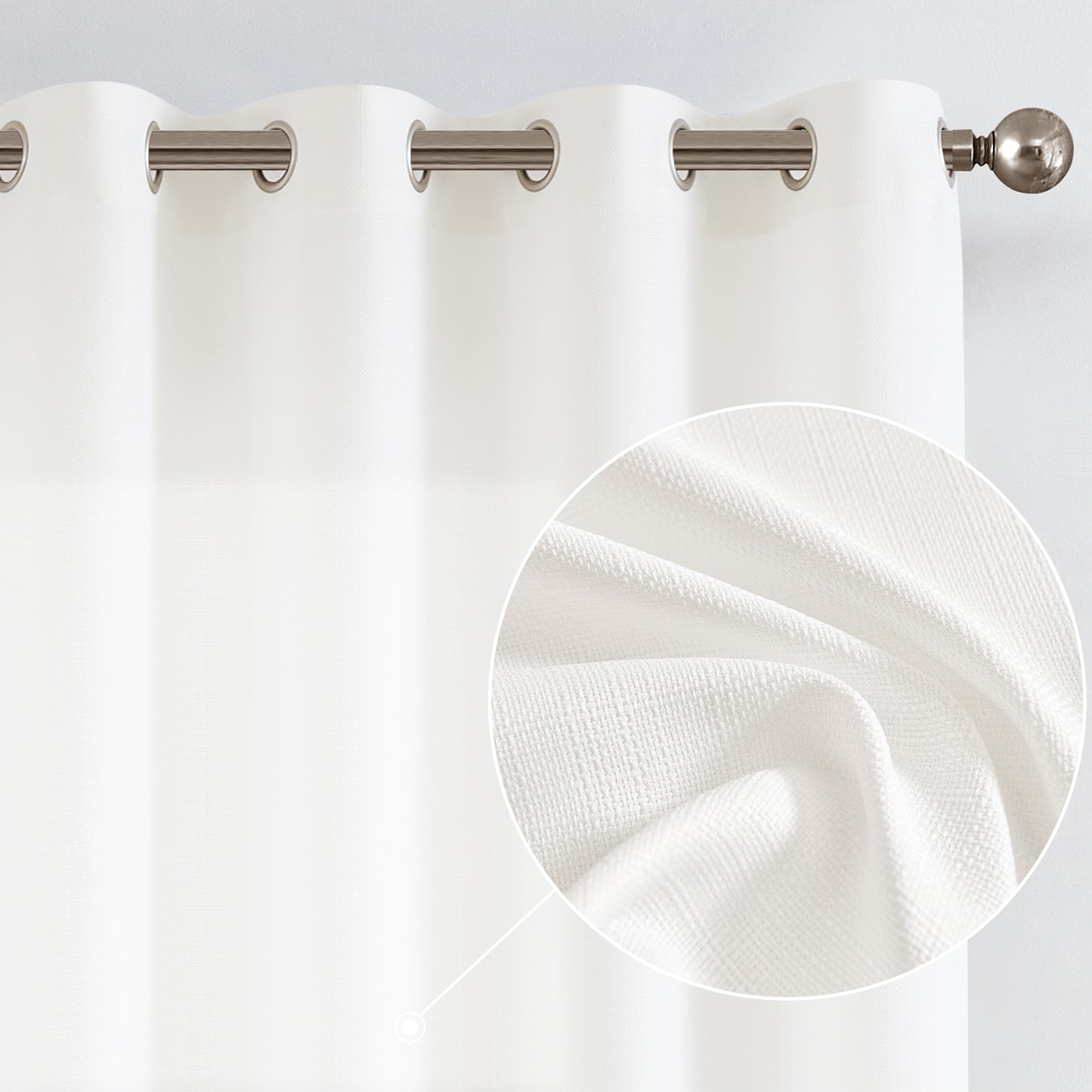 2 Pack Linen Textured Curtains Bedroom Living Room Window Curtain Set Light Filtering Drapes Grommet Top 2 Panels