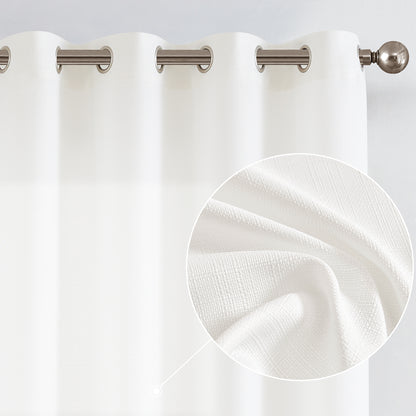2 Pack Linen Textured Curtains Bedroom Living Room Window Curtain Set Light Filtering Drapes Grommet Top 2 Panels