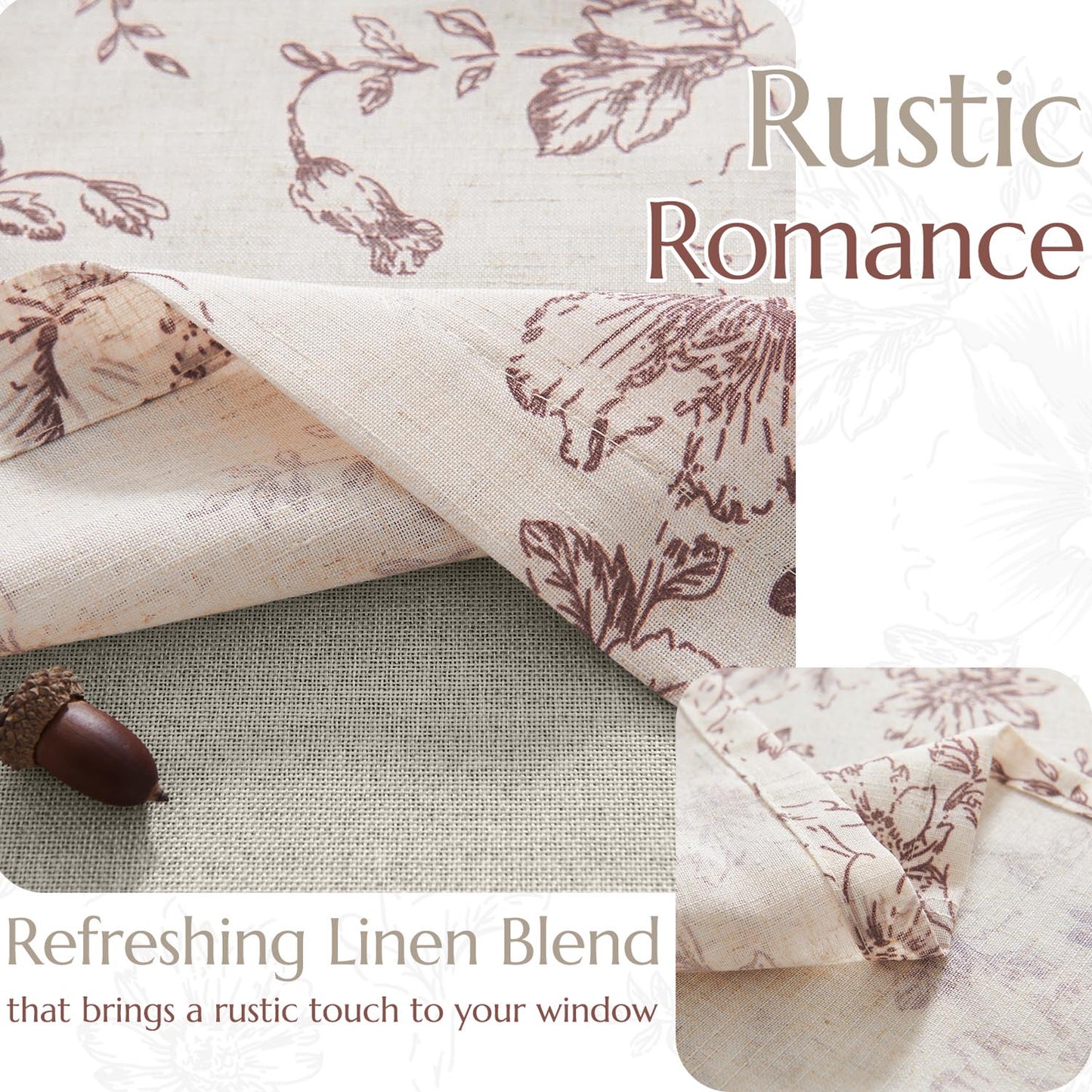 Curtainking Rod Pocket Linen Valance Curtain Double Layer Valance for Kitchen 1 Panel