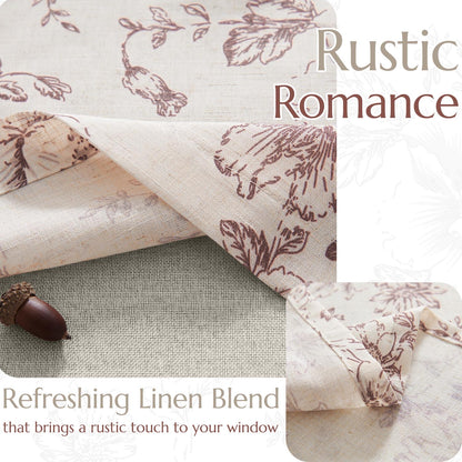 Curtainking Rod Pocket Linen Valance Curtain Double Layer Valance for Kitchen 1 Panel