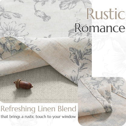 Curtainking Rod Pocket Linen Valance Curtain Double Layer Valance for Kitchen 1 Panel