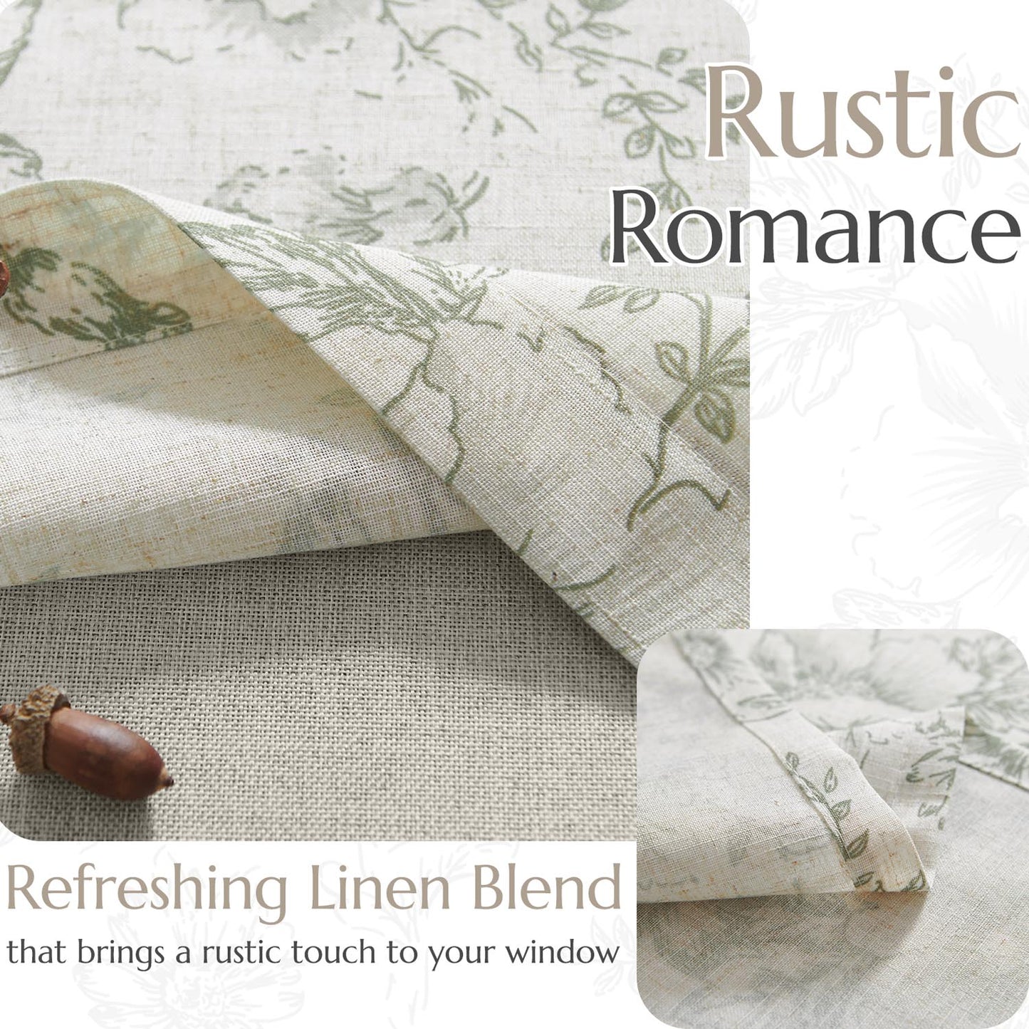 Curtainking Rod Pocket Linen Valance Curtain Double Layer Valance for Kitchen 1 Panel