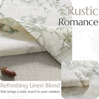 Curtainking Rod Pocket Linen Valance Curtain Double Layer Valance for Kitchen 1 Panel