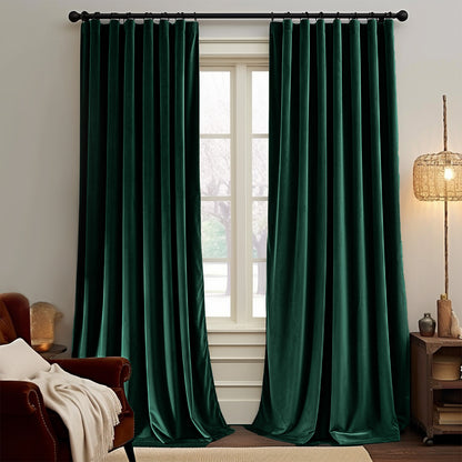 Curtainking Velvet Blackout Curtains Christmas Curtains Thermal Insulated Soft Drapes for Bedroom Living Room Rod Pocket Window Curtains 2 Panels
