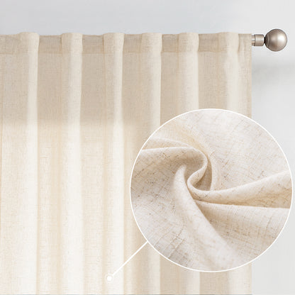 Curtainking Back Tab Curtains Light Filtering Curtains Living Room Bedroom Drapes Rod Pocket Linen Farmhouse Curtains Pack of 2