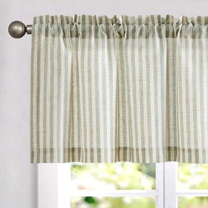 CURTAINKING Kitchen Valance Stripe Pattern Farmhouse Window Valance Linen Window Treatment for Bathroom Rod Pocket 1 Panel