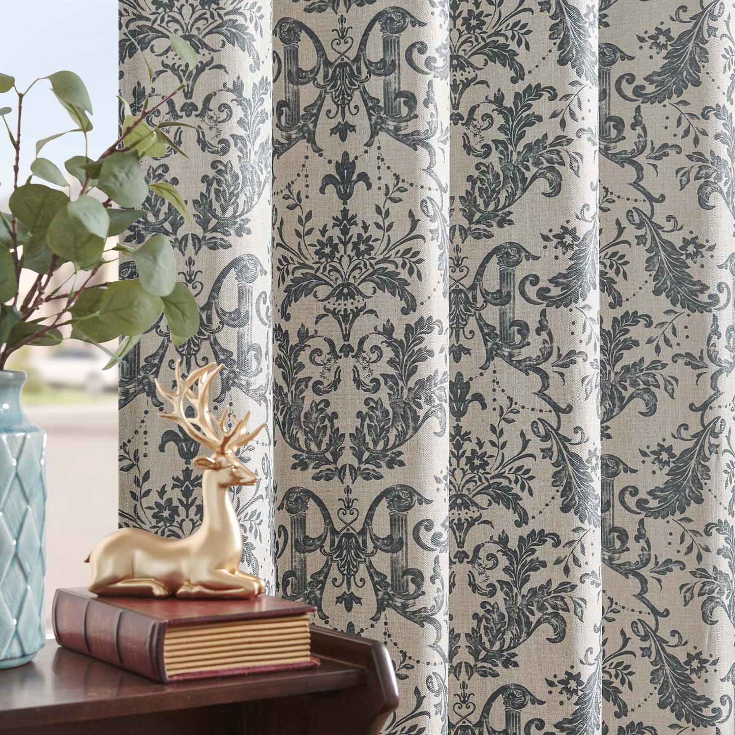 Curtainking Blackout Curtains for Bedroom Thermal Curtains Floral Patterned Living Room Vintage Country Curtain