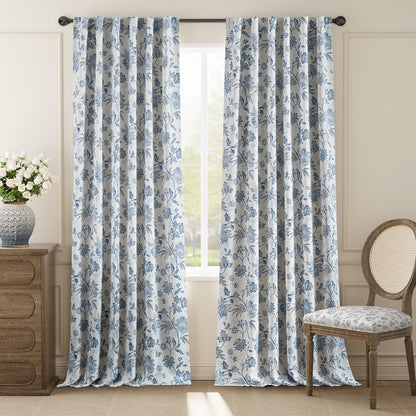 Curtainking Luxury Look Farmhouse Floral Print Rod Pocket Blackout Curtains 2 Panels
