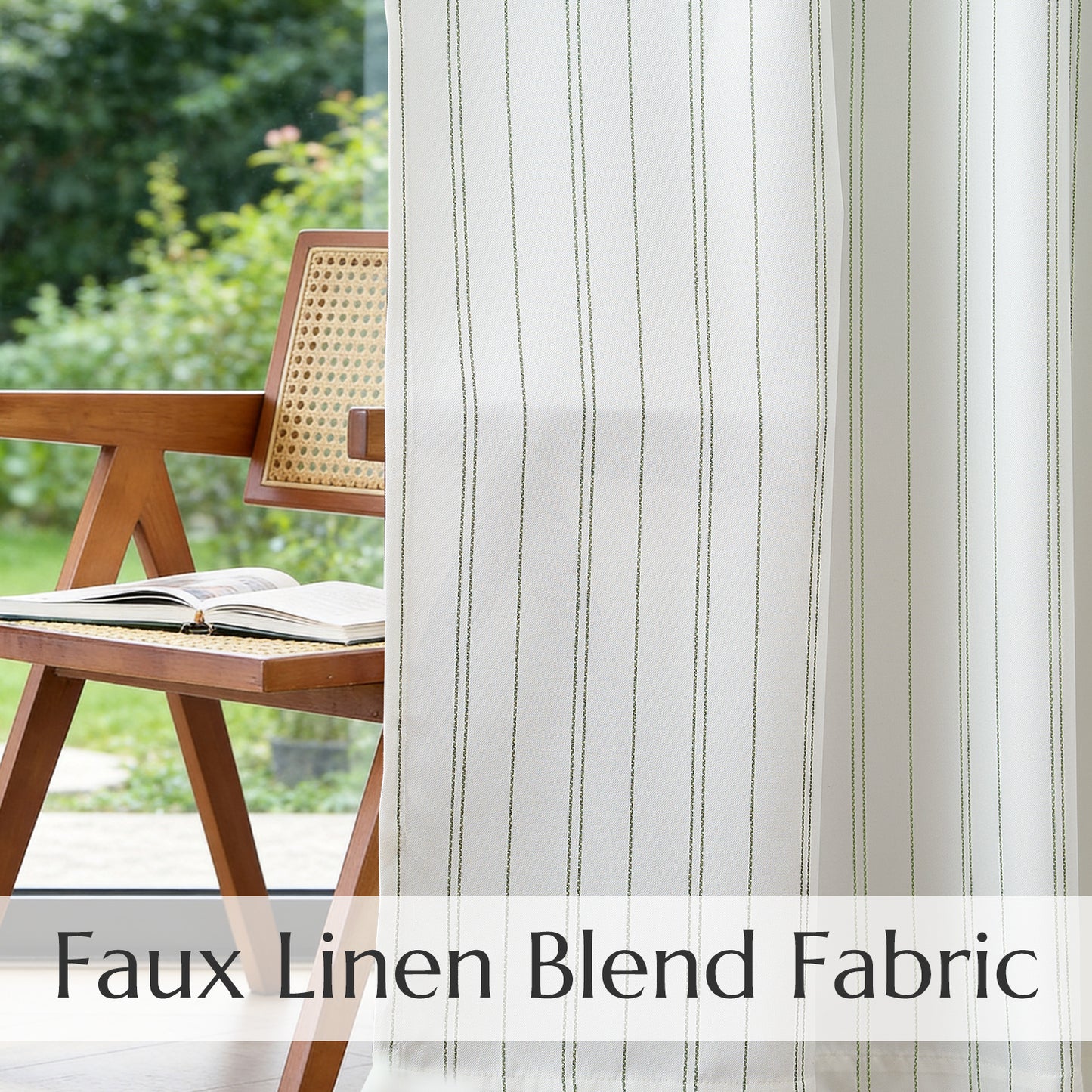 TOPICK White Curtains Striped Curtains for Living Room Bedroom Modern Pinstriped Light Filtering Back Tab Rod Pocket 2 Panels