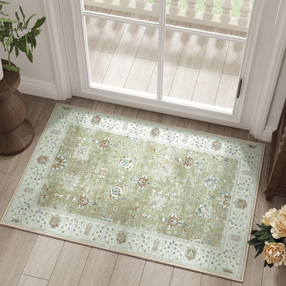 RUGKING Living Room Rug Floral Printed Taupe Indoor Accent Mat with Non-slip backing Retro Persian Rugs for Bedroom Dining Room