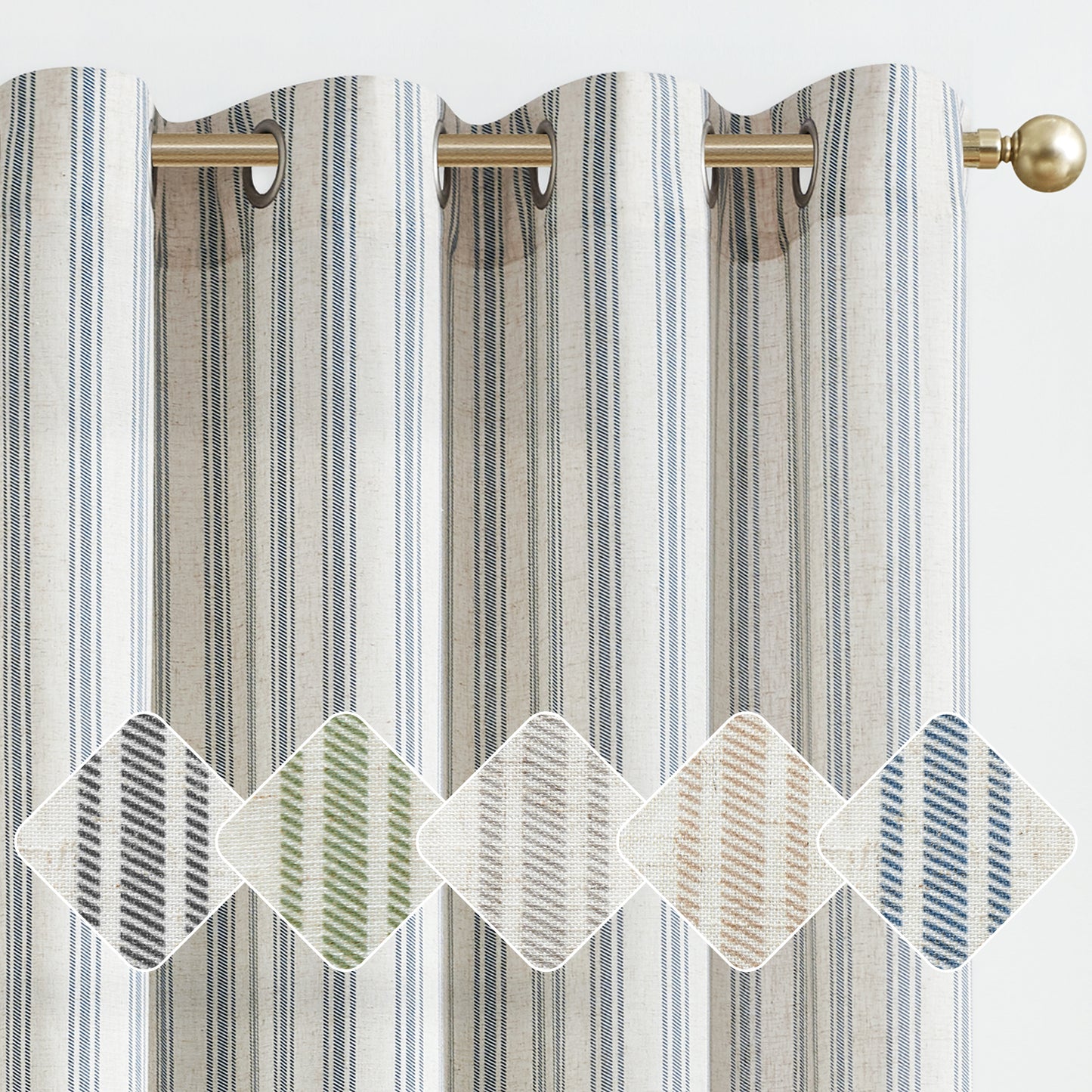 Curtainking Striped Curtains Linen Farmhouse Living Room Curtains Ticking Stripe Curtains Rustic Pinstripe Curtains Grommet 2 Panels