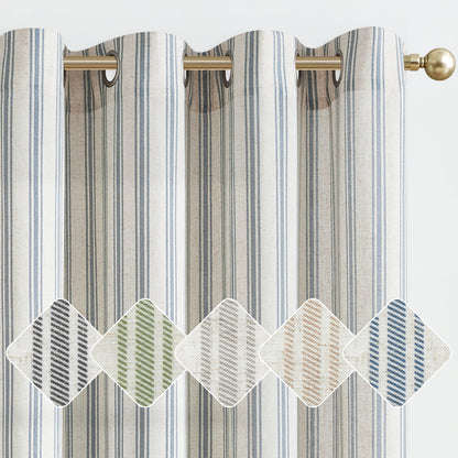 Curtainking Striped Curtains Linen Farmhouse Living Room Curtains Ticking Stripe Curtains Rustic Pinstripe Curtains Grommet 2 Panels