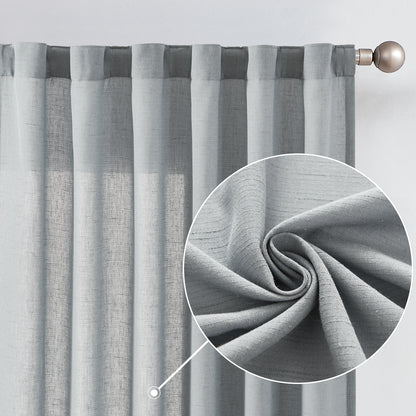 Curtainking Back Tab Curtains Light Filtering Curtains Living Room Bedroom Drapes Rod Pocket Linen Farmhouse Curtains Pack of 2