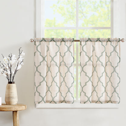 Curtainking Kitchen Curtains Moroccan Tile Print Tier Curtains Farmhouse Cafe Curtains for Bathroom 2 Panels