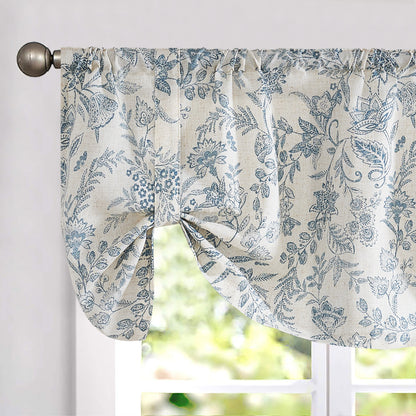 Curtainking Rod Pocket Valance Farmhouse Floral Printed Valance for Kitchen Filtering Small Curtain 1 Panel