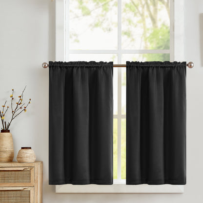 Curtainking Blackout Kitchen Curtains Soft Rod Pocket Short Window Curtains for Kitchen