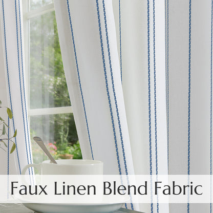 TOPICK White Curtains Striped Curtains for Living Room Bedroom Modern Pinstriped Light Filtering Back Tab Rod Pocket 2 Panels