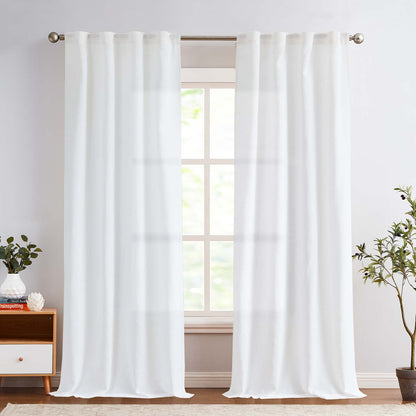 Curtainking Linen Curtains for Living Room Farmhouse Rod Pocket Back Tab Light Filtering Window Drapes for Bedroom Curtains Crude 2 Panels