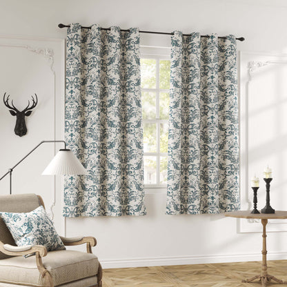 Curtainking Blackout Curtains for Bedroom Thermal Curtains Floral Patterned Living Room Vintage Country Curtain 2Panels