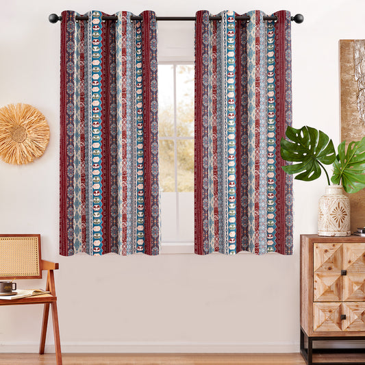 Curtainking Boho Curtains Light Filtering Privacy Drapes for Living Room Short Curtains Colorful Stripes Printed Curtains 2 Panels
