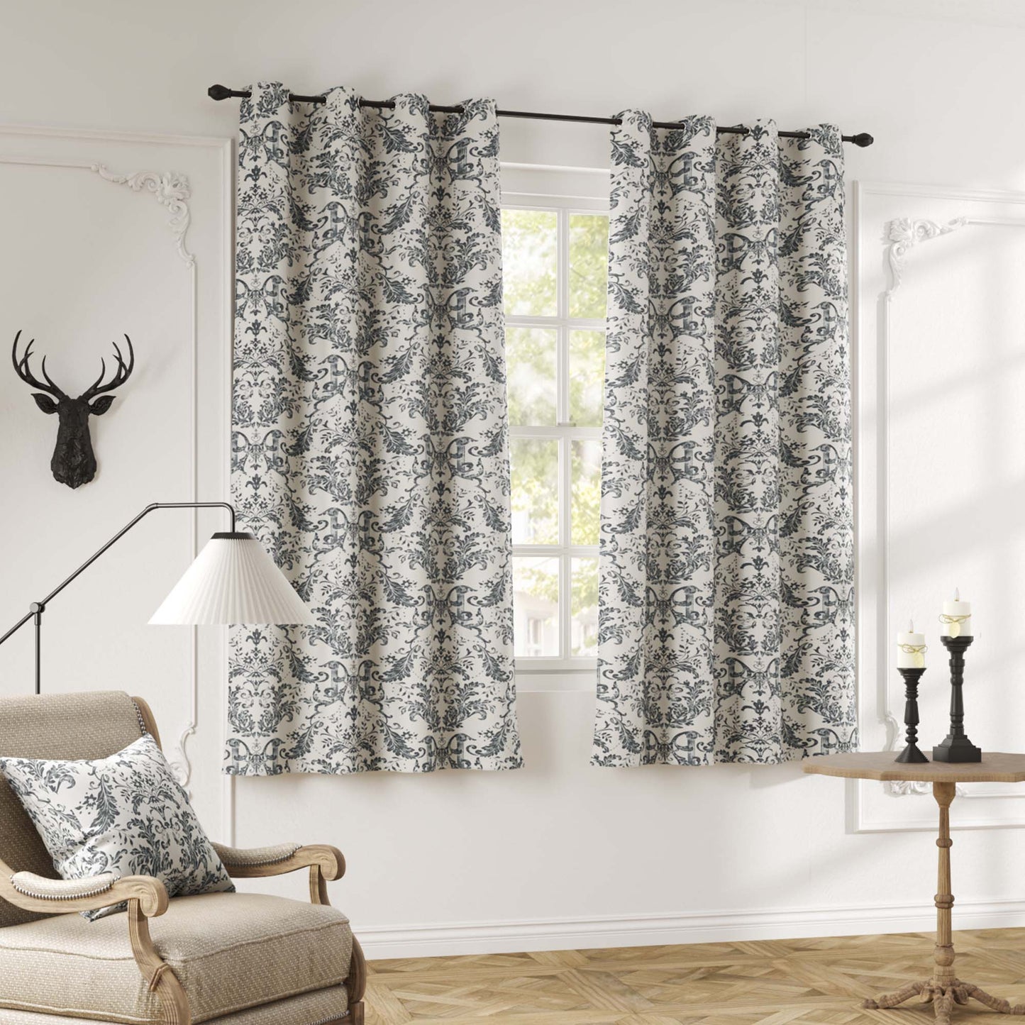 Curtainking Blackout Curtains for Bedroom Thermal Curtains Floral Patterned Living Room Vintage Country Curtain 2Panels