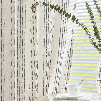 Curtainking Linen Blend Curtains Light Filtering Geometric Striped Boho Farmhouse Grommet Curtains for Living Room Pack of 2
