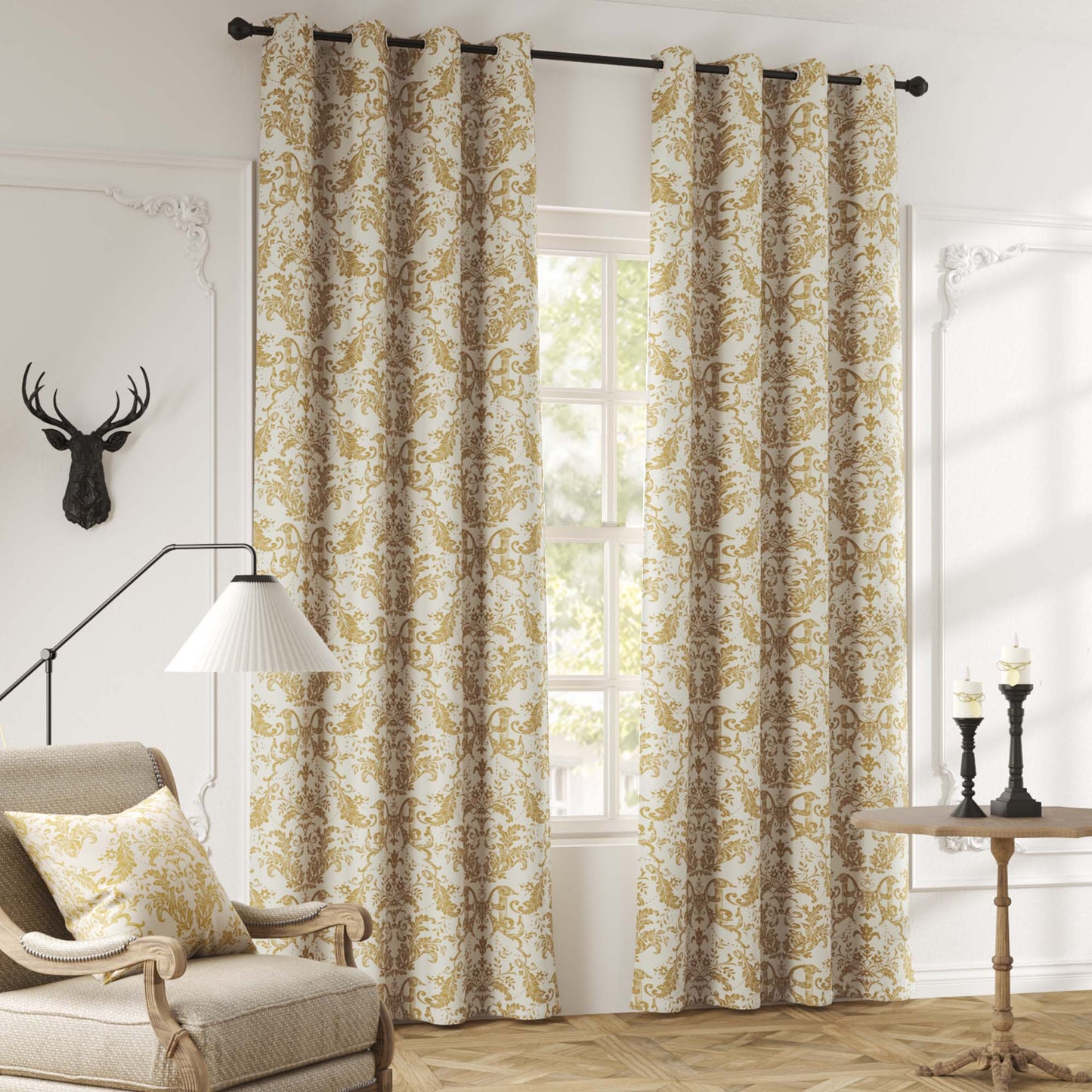 Curtainking Blackout Curtains for Bedroom Thermal Curtains Floral Patterned Living Room Vintage Country Curtain 2Panels