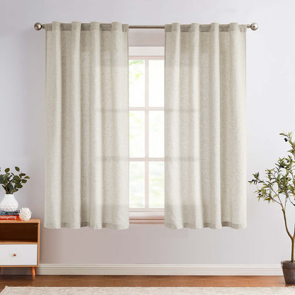 Curtainking Linen Curtains for Living Room Farmhouse Rod Pocket Back Tab Light Filtering Window Drapes for Bedroom Curtains Crude 2 Panels