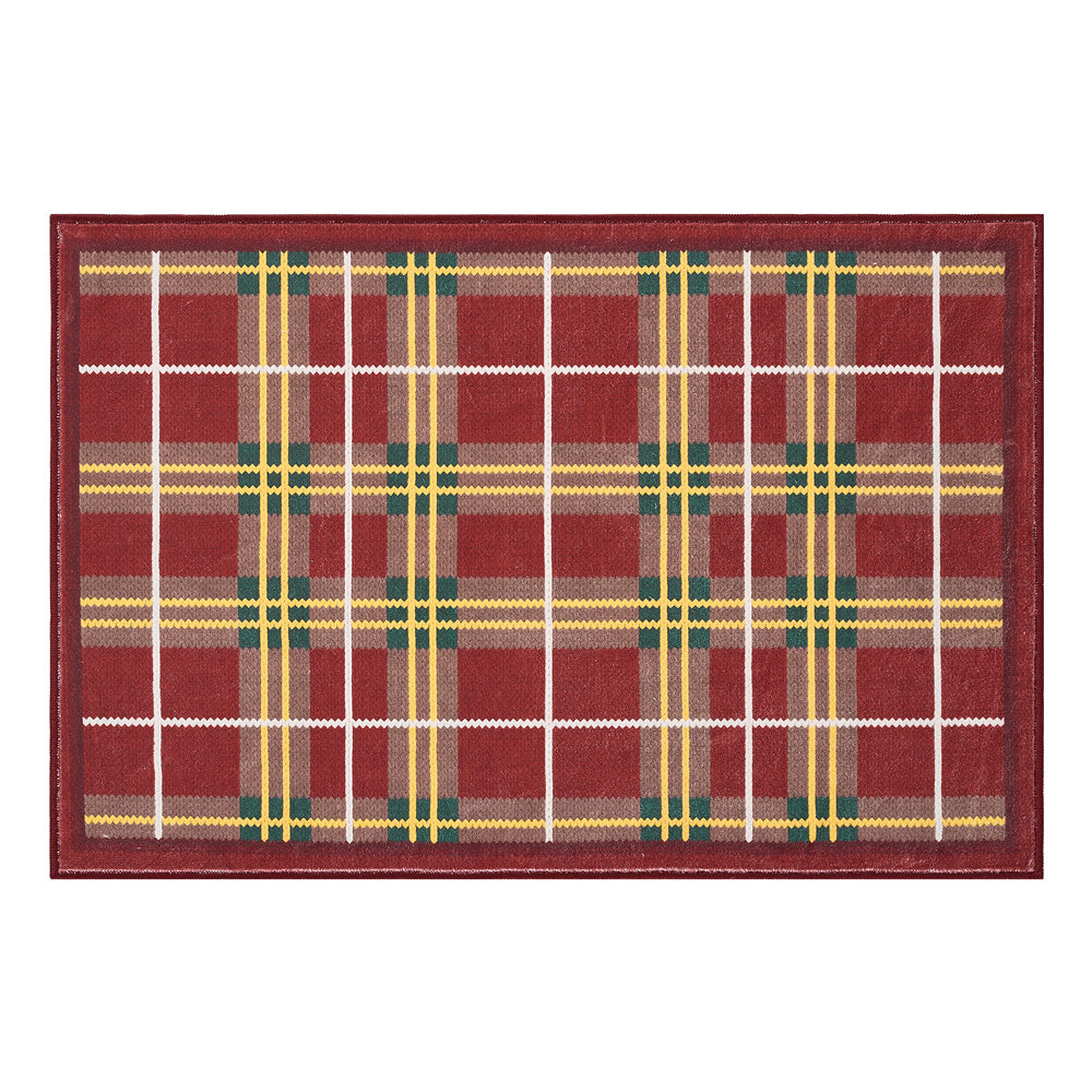 RUGKING Farmhouse Christmas Area Rug Plaid Washable Rug for Entryway Kitchen Holiday Decor