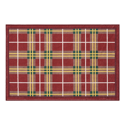 RUGKING Farmhouse Christmas Area Rug Plaid Washable Rug for Entryway Kitchen Holiday Decor
