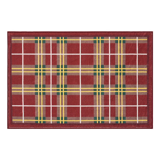 RUGKING Farmhouse Christmas Area Rug Plaid Washable Rug for Entryway Kitchen Holiday Decor