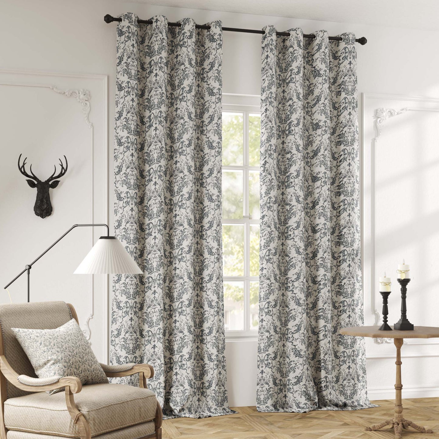Curtainking Blackout Curtains for Bedroom Thermal Curtains Floral Patterned Living Room Vintage Country Curtain 2Panels
