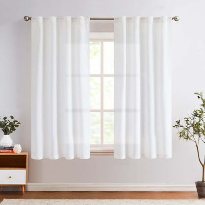 Curtainking Linen Curtains for Living Room Farmhouse Rod Pocket Back Tab Light Filtering Window Drapes for Bedroom Curtains Crude 2 Panels