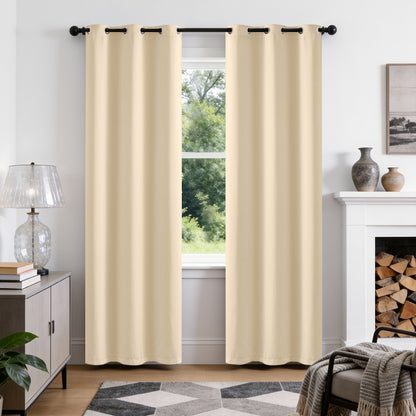 TOPICK Blackout Curtains Solid Grommet Drapes for Kitchen Bedroom Living Room 2 Panels
