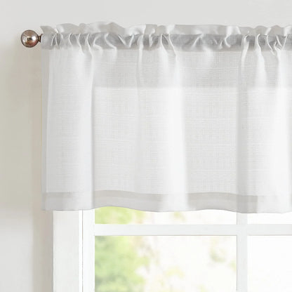 Curtainking Rod Pocket Valance Semi Sheer Window Valance for Bathroom 1 Panel