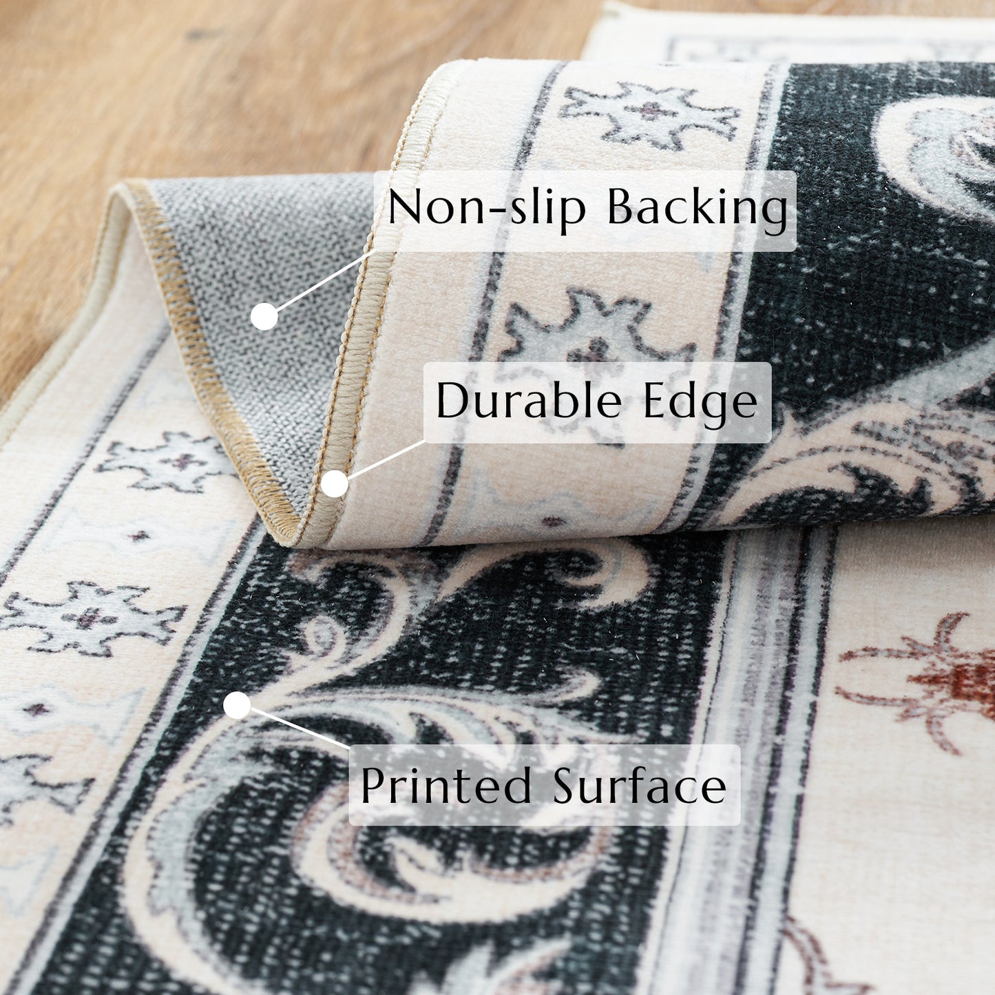 RUGKING Area Rug Multi Color Vintage Doormat Kitchen Floor Cover Indoor Soft Floral Mat Retro Accent Rug Bathroom Living Room Bedroom Office