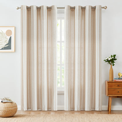 Curtainking Striped Curtains Linen Farmhouse Living Room Curtains Ticking Stripe Curtains Rustic Pinstripe Curtains Grommet 2 Panels
