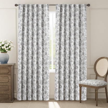 Curtainking Luxury Look Farmhouse Floral Print Rod Pocket Blackout Curtains 2 Panels