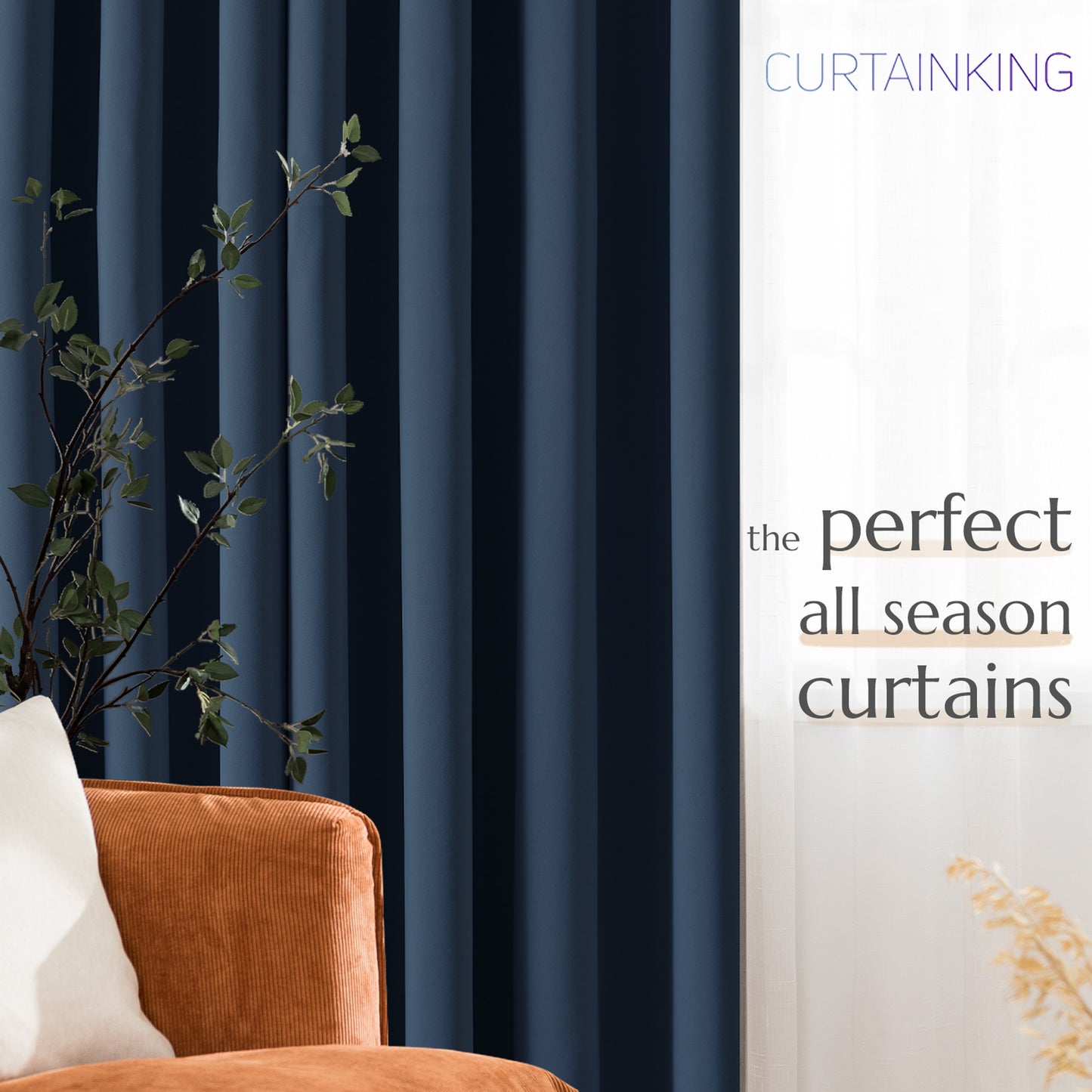 Curtainking Black out Curtain and Drapes Thermal Insulated Grommet Curtains for Living Room 2 Panels