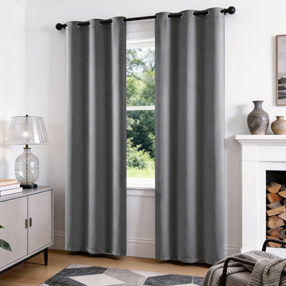 TOPICK Blackout Curtains Solid Grommet Drapes for Kitchen Bedroom Living Room 2 Panels