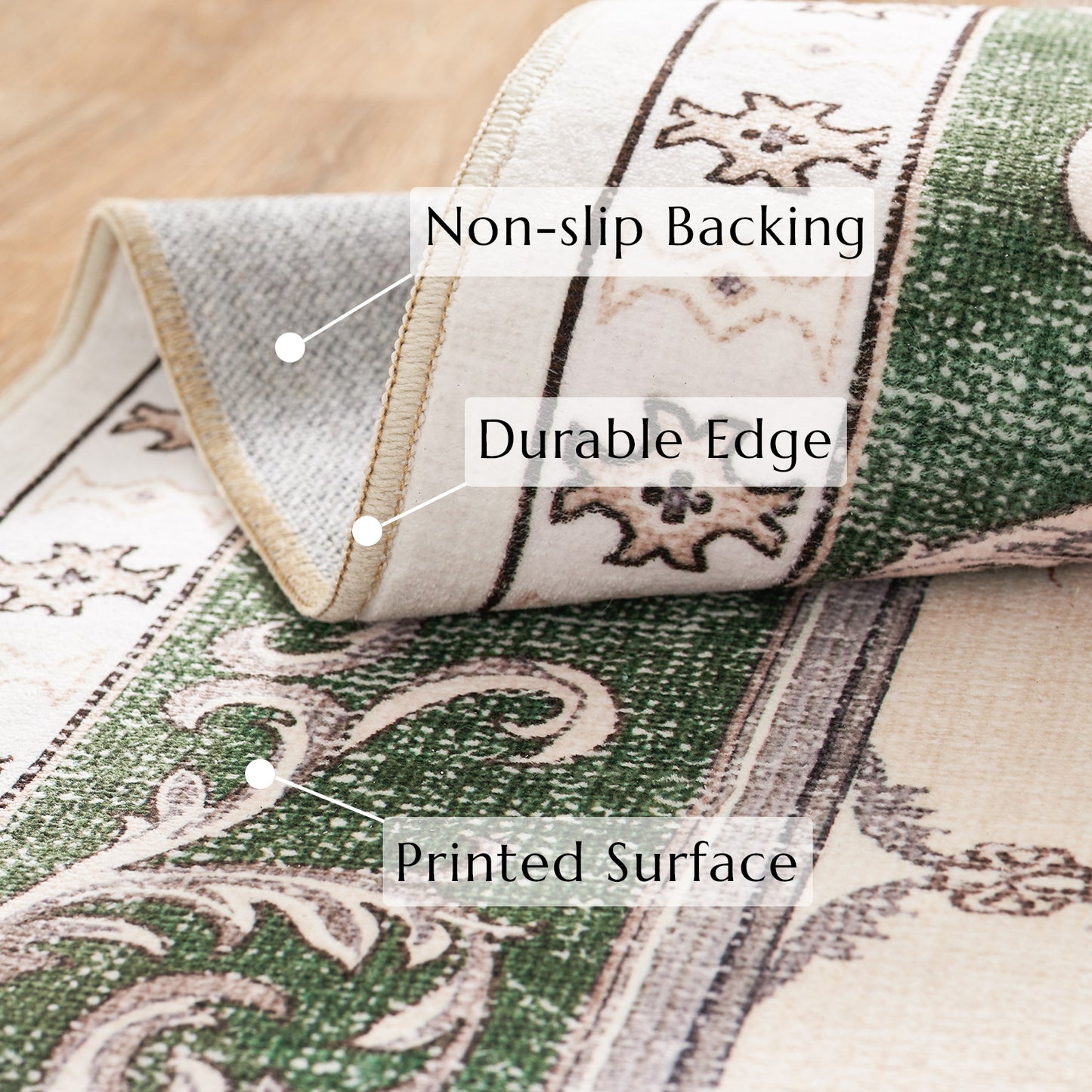RUGKING Area Rug Multi Color Vintage Doormat Kitchen Floor Cover Indoor Soft Floral Mat Retro Accent Rug Bathroom Living Room Bedroom Office