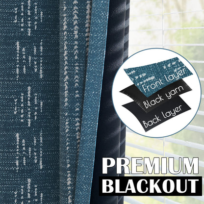 Curtainking Blackout Curtains for Livingroom Bedroom Farmhouse Boho Curtains Geometric Striped Grommet Room Darkening Thermal Insulated Window Drapes 2 Panels