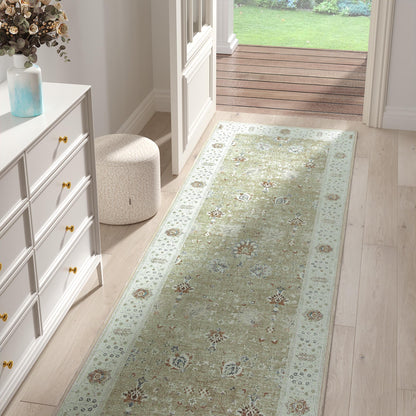 RUGKING Living Room Rug Floral Printed Taupe Indoor Accent Mat with Non-slip backing Retro Persian Rugs for Bedroom Dining Room