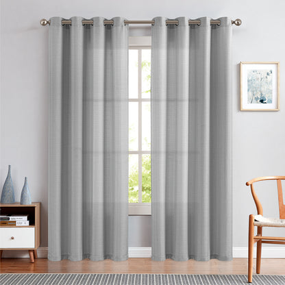 2 Pack Linen Textured Curtains Bedroom Living Room Window Curtain Set Light Filtering Drapes Grommet Top 2 Panels