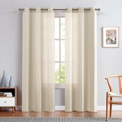 Curtainking Linen Textured Curtains Bedroom Living Room Window Curtain Set Light Filtering Drapes Grommet Top 2 Panels